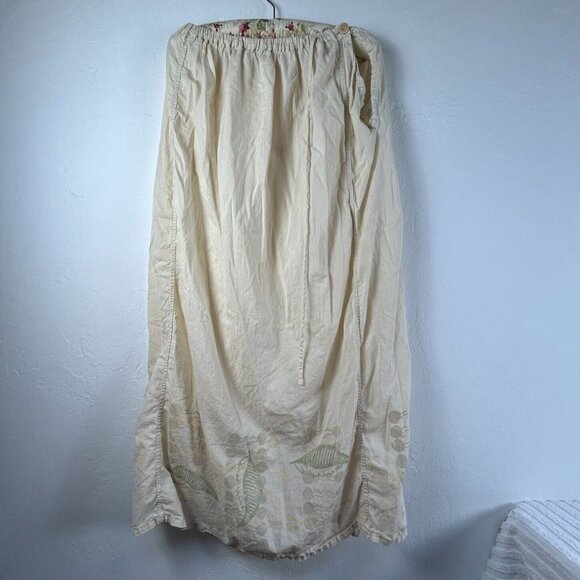 Vintage Blue Fish Women's Size 1 Cream Elastic Waist Maxi Skirt 100% Cotton - Picture 1 of 9